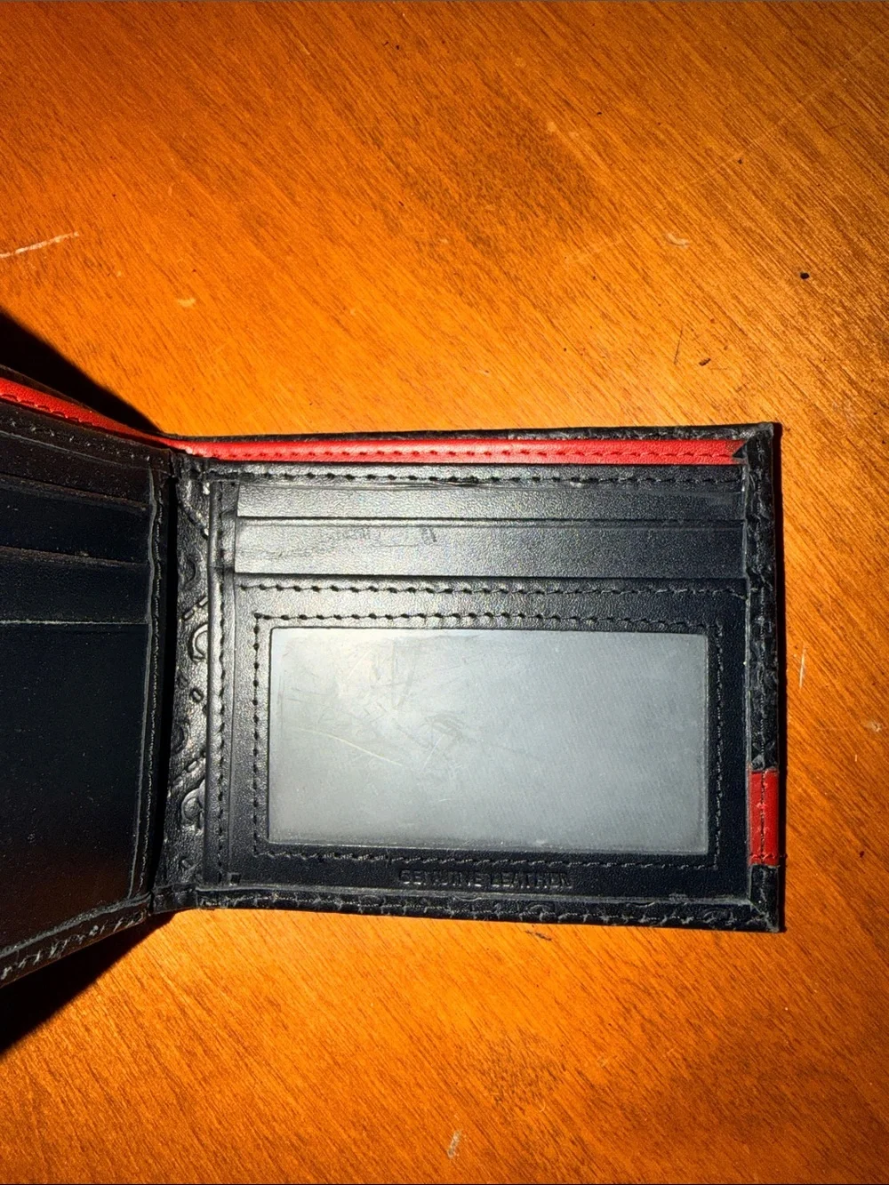 GUESS Black Wallet with Red Accent Stripe